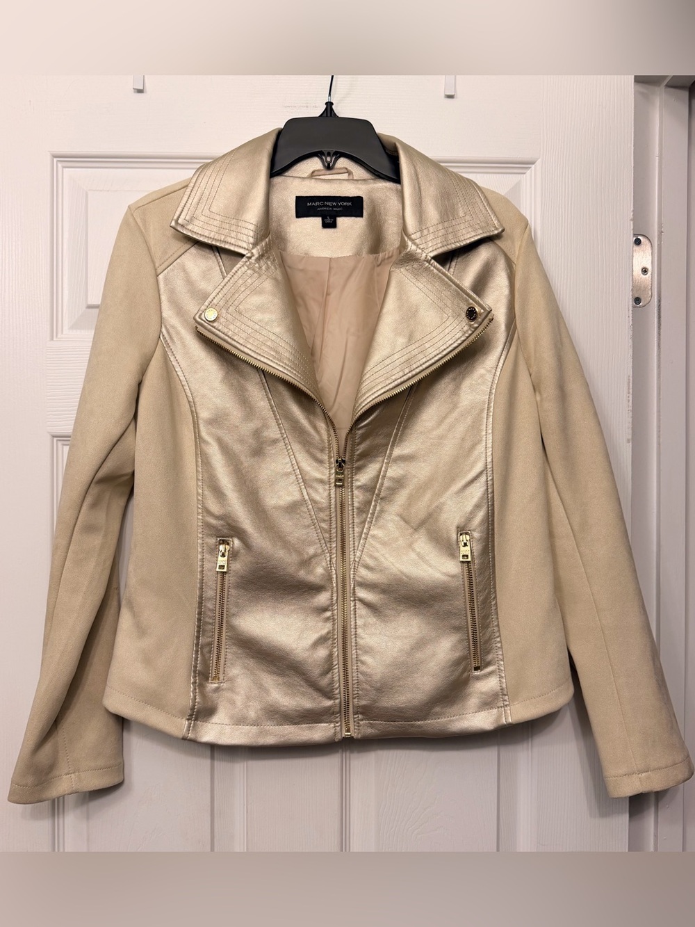Marc New York Metallic Champagne Moto Jacket